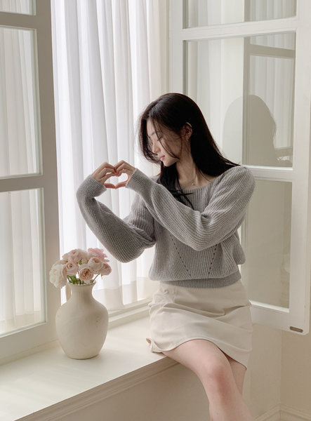 [perbit] Square Soft Touch Puff Knit