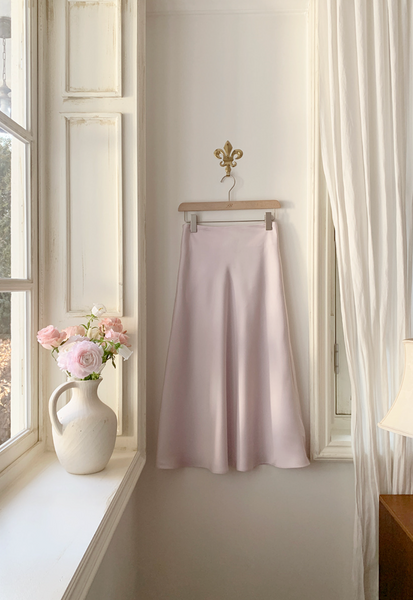 [perbit] Hermann Satin Flared Long Skirt