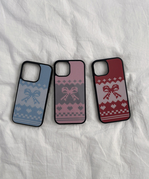 [Romantic Mood] Ribbon Knit Glass Bumper Phone Case