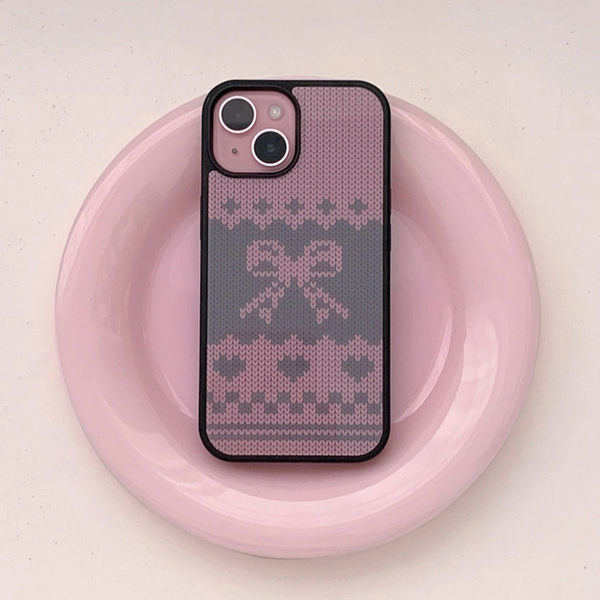 [Romantic Mood] Ribbon Knit Glass Bumper Phone Case