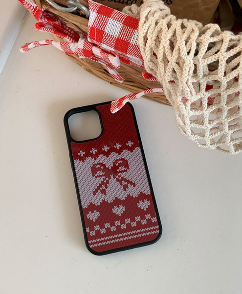 [Romantic Mood] Ribbon Knit Glass Bumper Phone Case