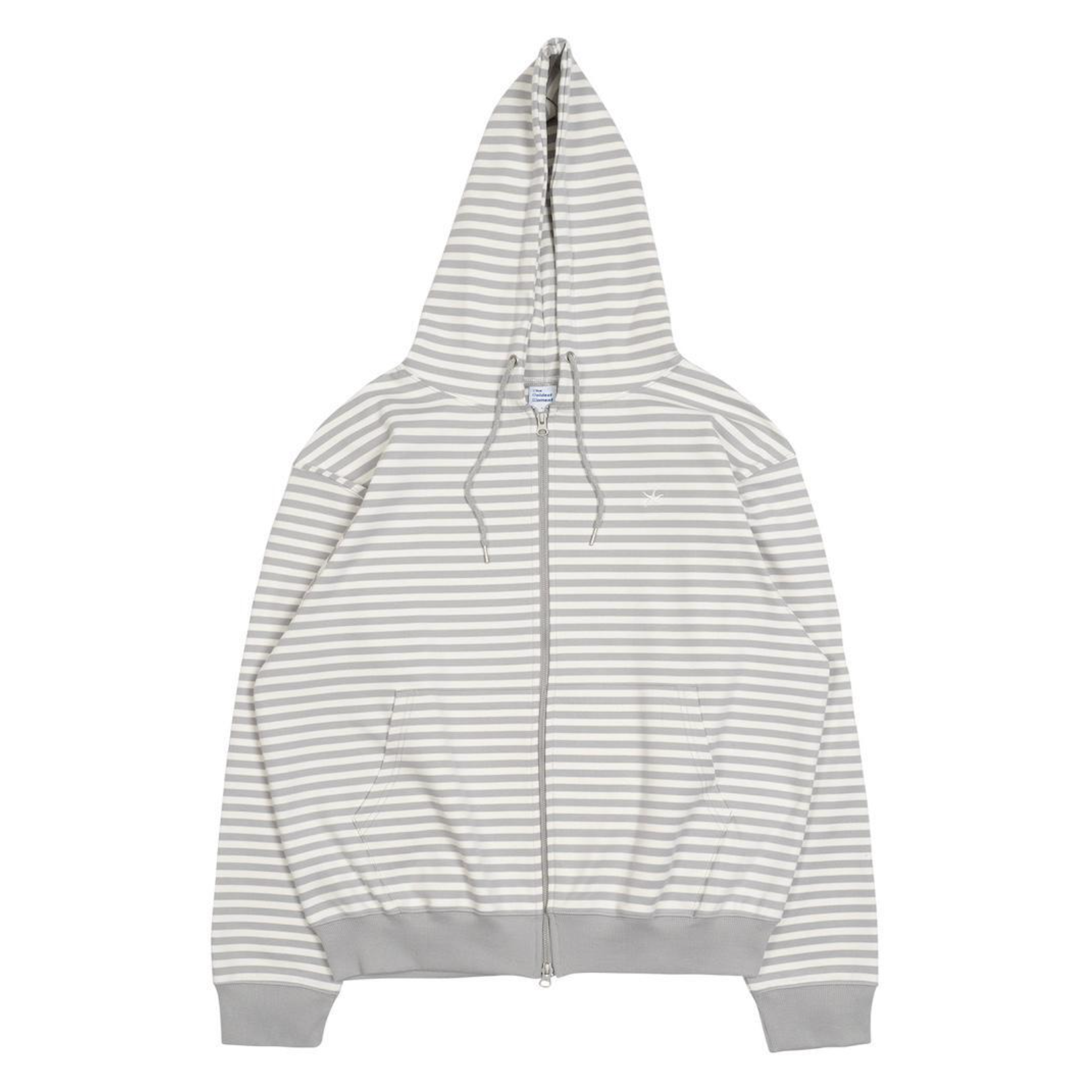 [THE COLDEST MOMENT] TCM Stripe Hooded Zip-up (Grey/ White Ivory)