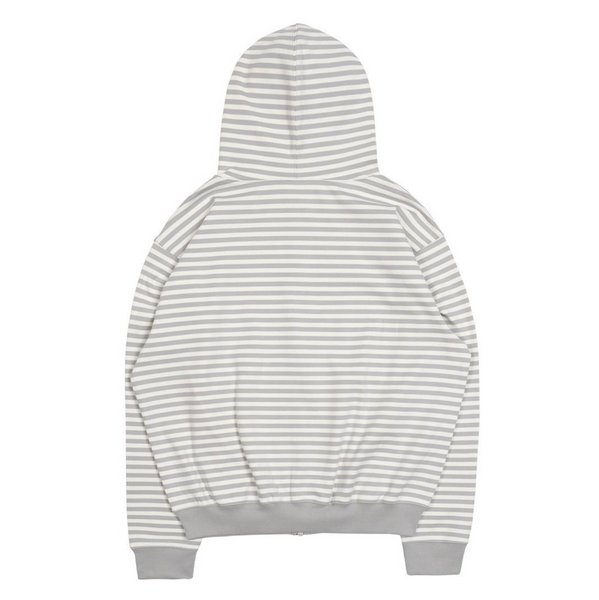 [THE COLDEST MOMENT] TCM Stripe Hooded Zip-up (Grey/ White Ivory)