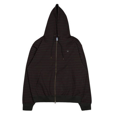 [THE COLDEST MOMENT] TCM Stripe Hooded Zip-up (Charcoal/ Burgundy)