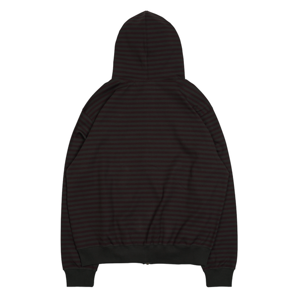 [THE COLDEST MOMENT] TCM Stripe Hooded Zip-up (Charcoal/ Burgundy)