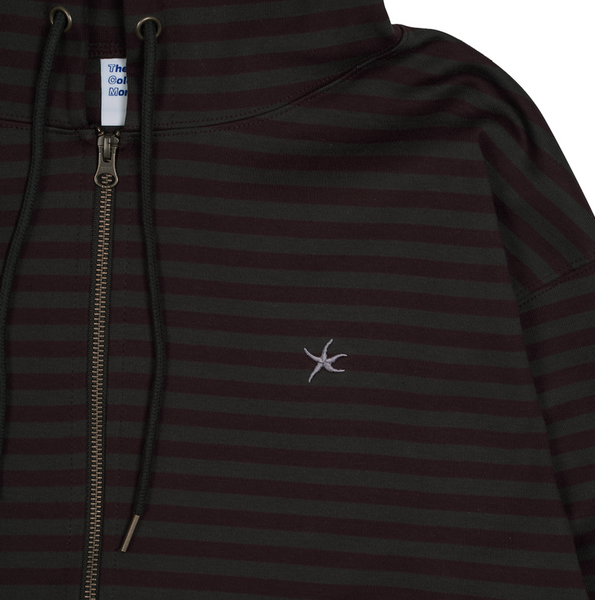 [THE COLDEST MOMENT] TCM Stripe Hooded Zip-up (Charcoal/ Burgundy)