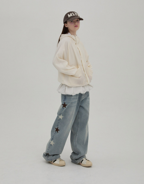 [Wai Kei] Star Denim Pants Yellow Washed Light Blue