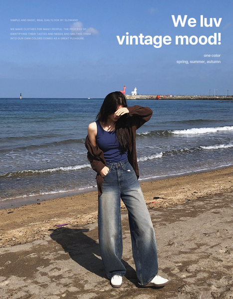 [SLOWAND] Vintage Teen Washing Wide Denim Pants