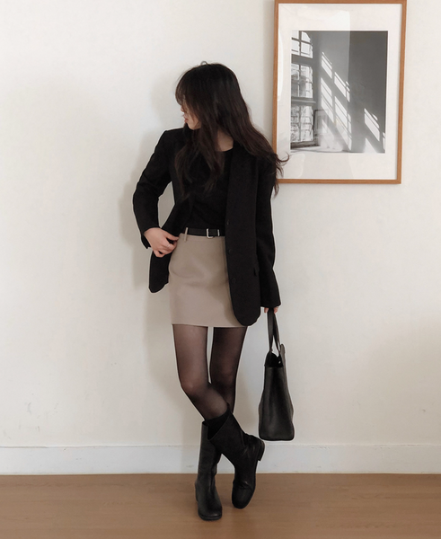 [SLOWAND] # SLOWMADE Plain Clean-Fit Miniskirt