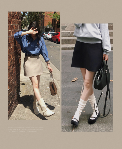 [SLOWAND] # SLOWMADE Plain Clean-Fit Miniskirt