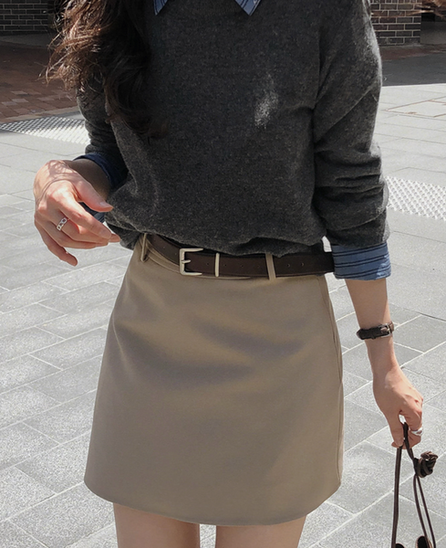 [SLOWAND] # SLOWMADE Plain Clean-Fit Miniskirt