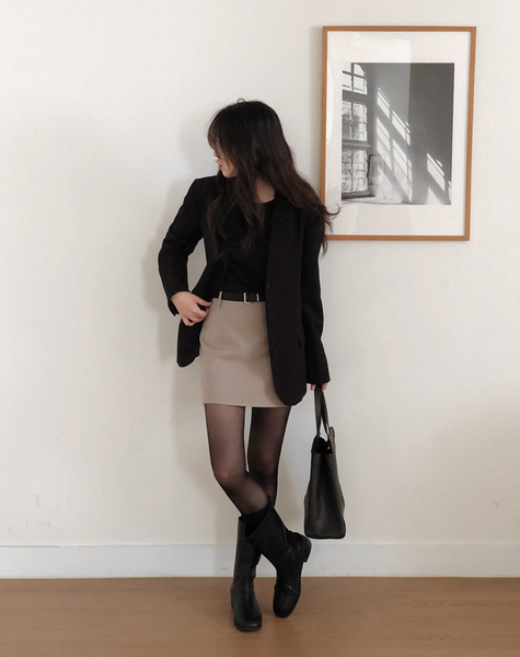 [SLOWAND] # SLOWMADE Plain Clean-Fit Miniskirt