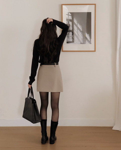 [SLOWAND] # SLOWMADE Plain Clean-Fit Miniskirt