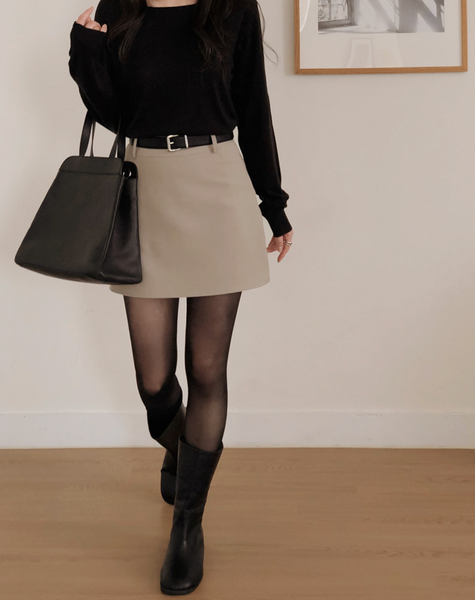 [SLOWAND] # SLOWMADE Plain Clean-Fit Miniskirt