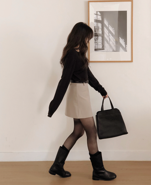 [SLOWAND] # SLOWMADE Plain Clean-Fit Miniskirt