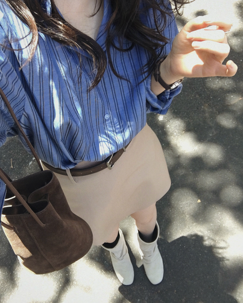 [SLOWAND] # SLOWMADE Plain Clean-Fit Miniskirt