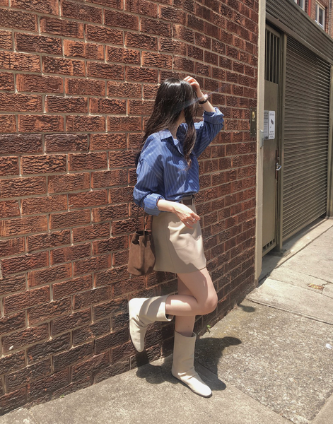 [SLOWAND] # SLOWMADE Plain Clean-Fit Miniskirt