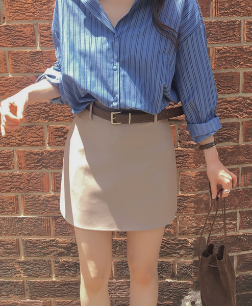 [SLOWAND] # SLOWMADE Plain Clean-Fit Miniskirt