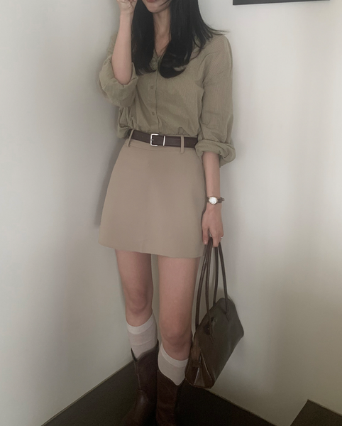 [SLOWAND] # SLOWMADE Plain Clean-Fit Miniskirt