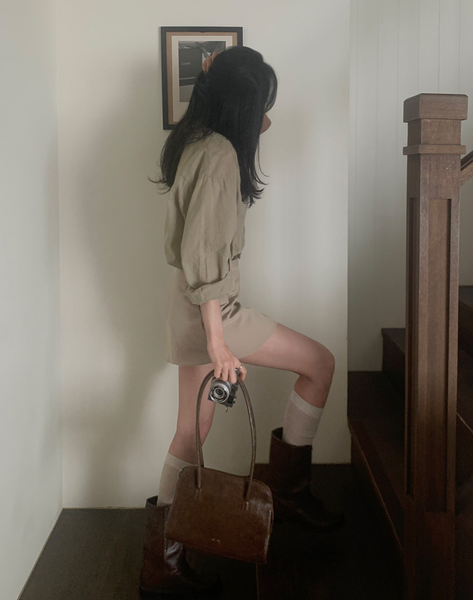 [SLOWAND] # SLOWMADE Plain Clean-Fit Miniskirt