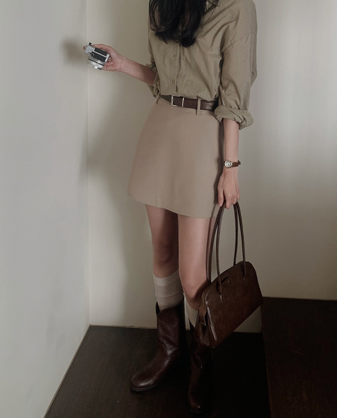 [SLOWAND] # SLOWMADE Plain Clean-Fit Miniskirt