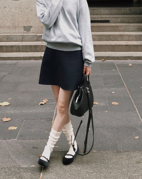 [SLOWAND] # SLOWMADE Plain Clean-Fit Miniskirt