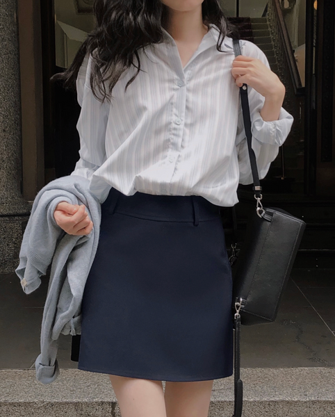 [SLOWAND] # SLOWMADE Plain Clean-Fit Miniskirt