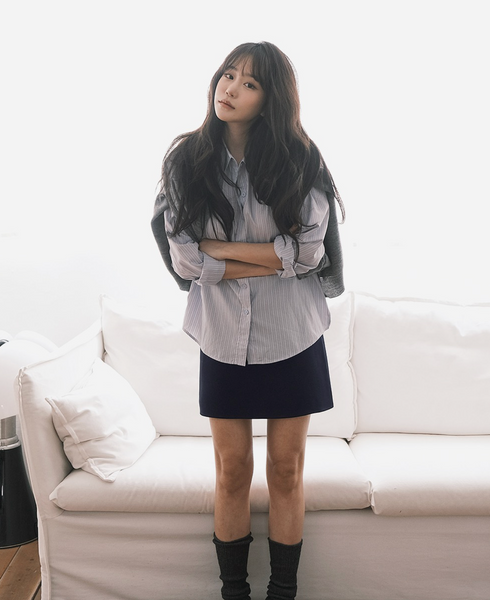 [SLOWAND] # SLOWMADE Plain Clean-Fit Miniskirt