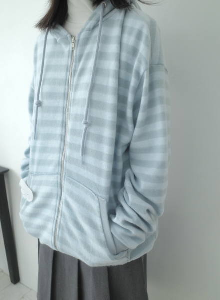 [Myorang] Lollipop Terry Stripe Hoodie Zip-Up