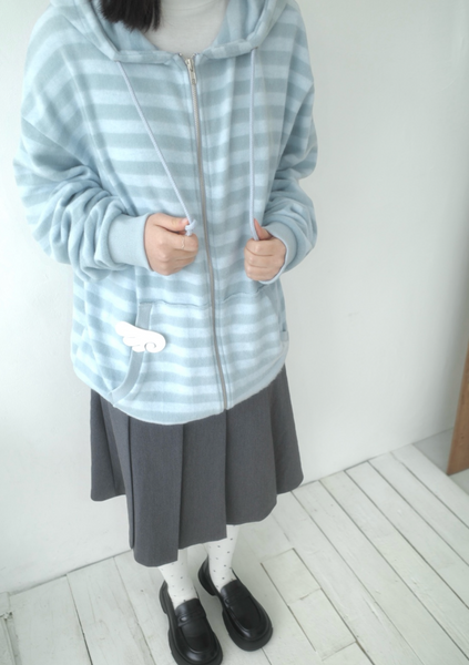 [Myorang] Lollipop Terry Stripe Hoodie Zip-Up