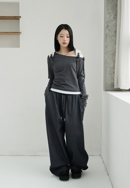 [BINARY01] Kuro Layered Ribbon T-Shirt