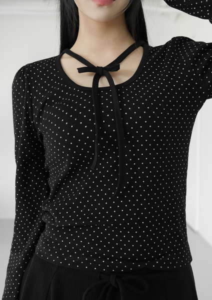 [BINARY01] Ribbon Dotted T-Shirt