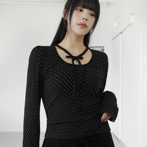 [BINARY01] Ribbon Dotted T-Shirt