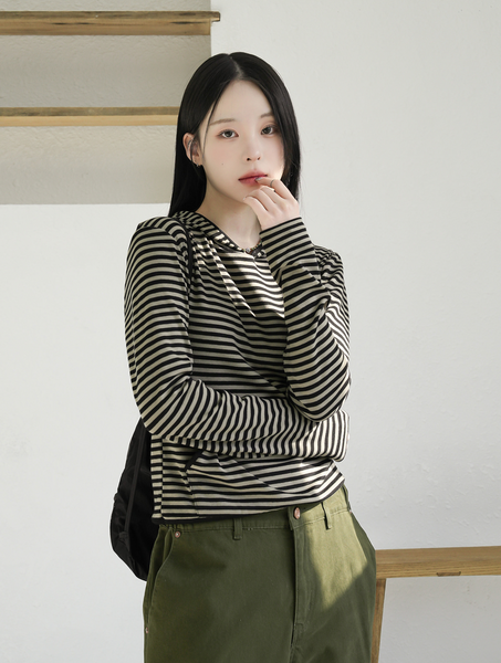 [BINARY01] Dane Stripe Hoodie T-Shirt