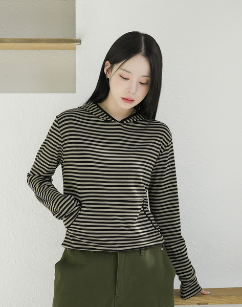 [BINARY01] Dane Stripe Hoodie T-Shirt