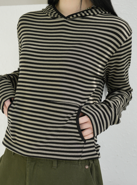 [BINARY01] Dane Stripe Hoodie T-Shirt