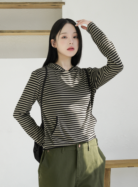 [BINARY01] Dane Stripe Hoodie T-Shirt