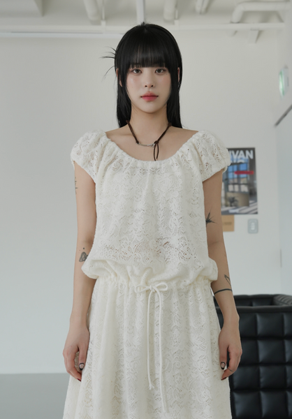 [BINARY01] Stay Peach Lace Long Dress