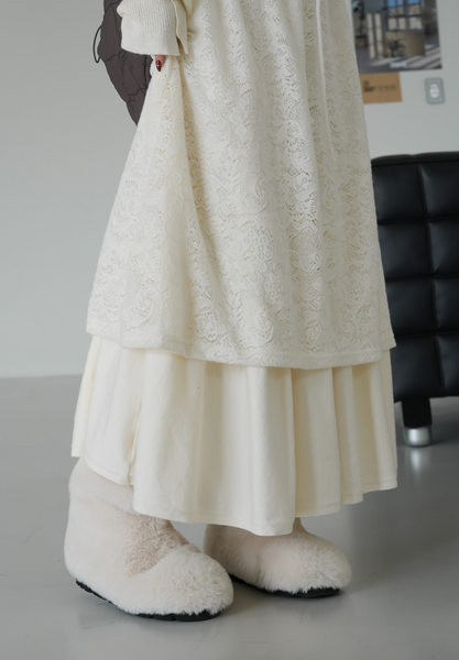 [BINARY01] Stay Peach Lace Long Dress