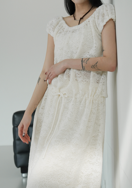 [BINARY01] Stay Peach Lace Long Dress