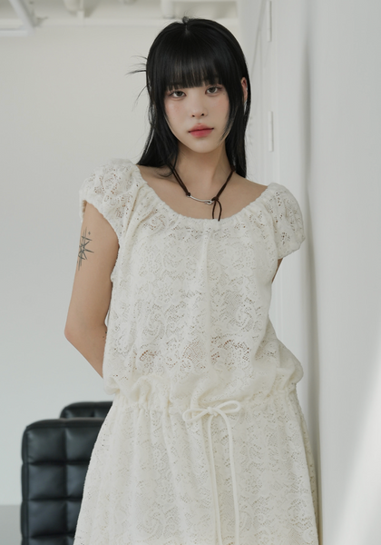 [BINARY01] Stay Peach Lace Long Dress