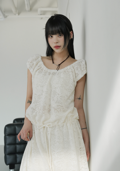 [BINARY01] Stay Peach Lace Long Dress