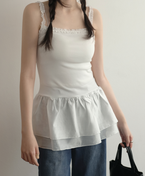 [98°C] Layered Frill Tee