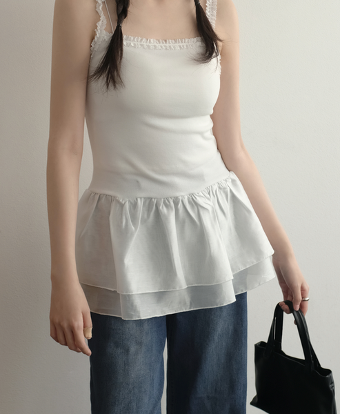 [98°C] Layered Frill Tee