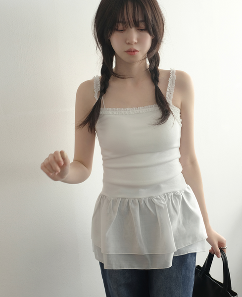 [98°C] Layered Frill Tee