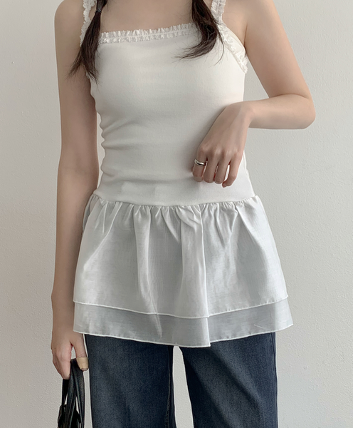 [98°C] Layered Frill Tee