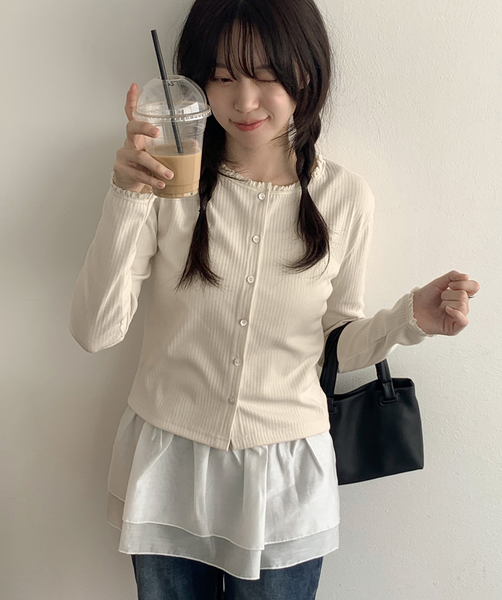 [98°C] Layered Frill Tee