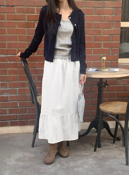 [98°C] Mimi Shirring Long Skirt