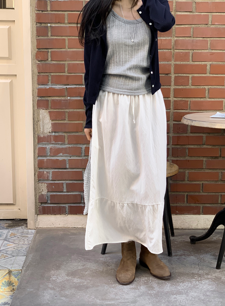 [98°C] Mimi Shirring Long Skirt