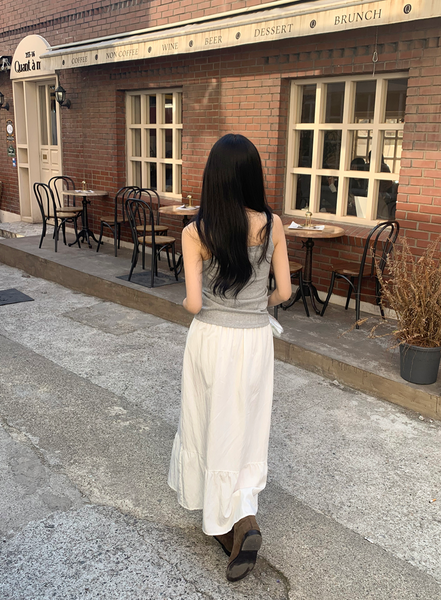 [98°C] Mimi Shirring Long Skirt